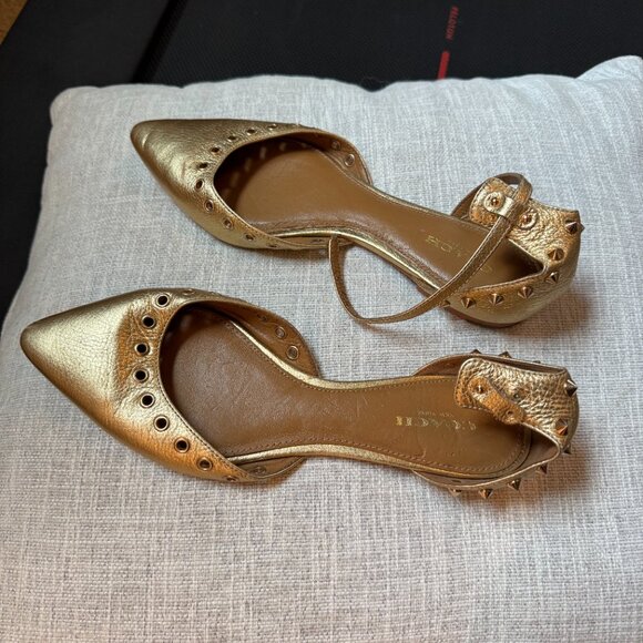 Coach Gold Studded Pointed Toe Flats Size 7B - AS-IS - Repair / Project - Picture 2 of 4